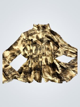 Brown and Beige Long-Sleeve Shirt