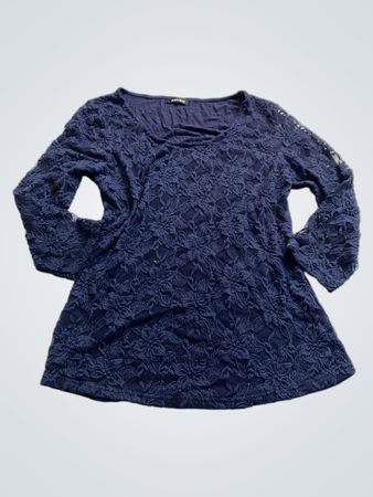 Amisu Navy Blue Lace Top