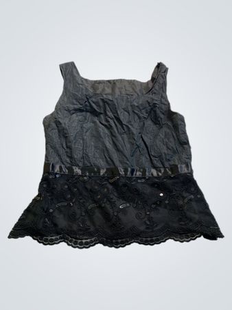 Black Lace-Trimmed Tank Top