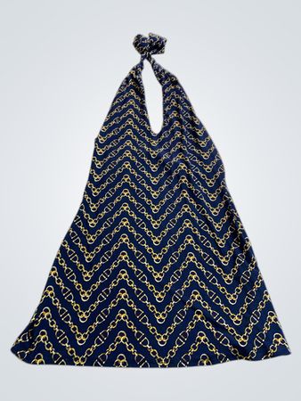 Navy Blue Chain Pattern Scarf