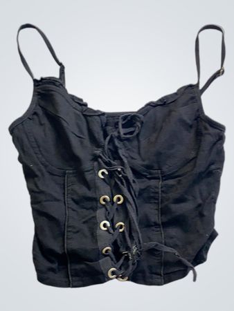 Black Lace-Up Corset Top