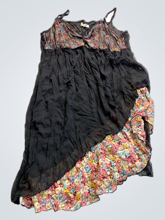 Black Floral Asymmetrical Dress