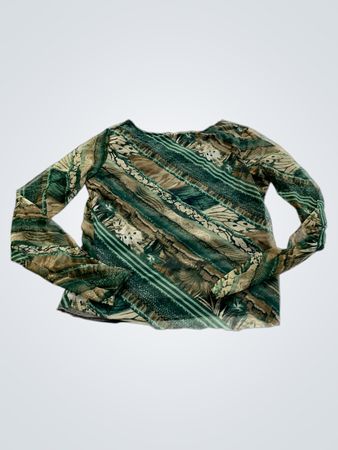 Long-Sleeve Green Patterned Shirt