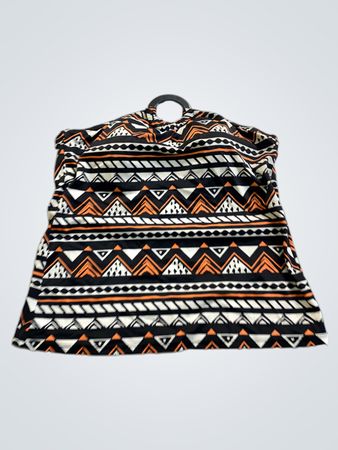 Women's Orange, Black, and White Patterned Tank Top