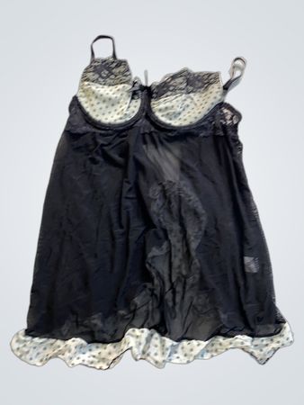 Black Nightgown with Polka Dot Trim