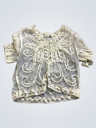Sheer White Blouse with Embroidered Design