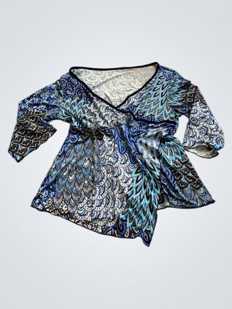 Blue Paisley Kimono-Style Top