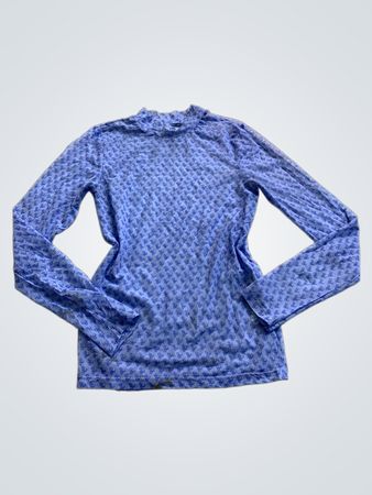 Blue Long-Sleeve Shirt with Floral Pattern