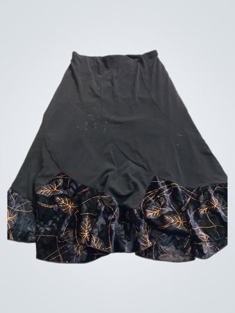 Black Skirt with Embroidered Hem