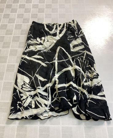 Unbranded Black and White Abstract Floral Midi Skirt