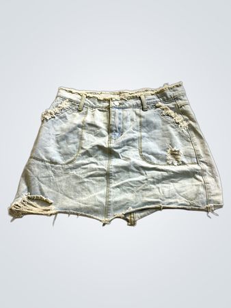 Refuge Distressed Denim Mini Skirt