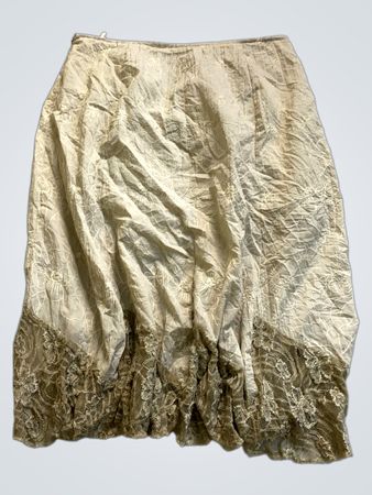 Lace-Trimmed Beige Skirt