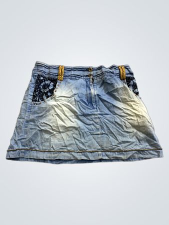 Blue Denim Skirt with Embellishments