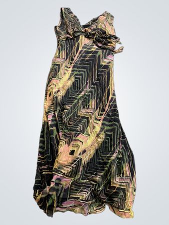 Long Sleeveless Dress with Geometric Pattern