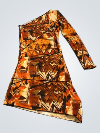Long-Sleeve Geometric Print Dress