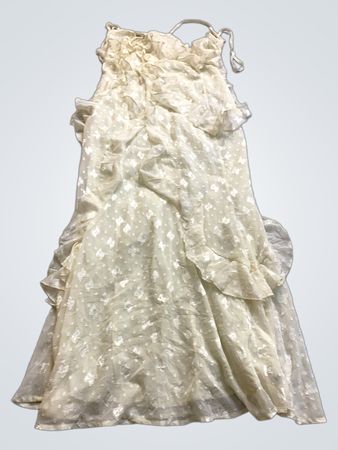 Long Cream Ruffled Dress