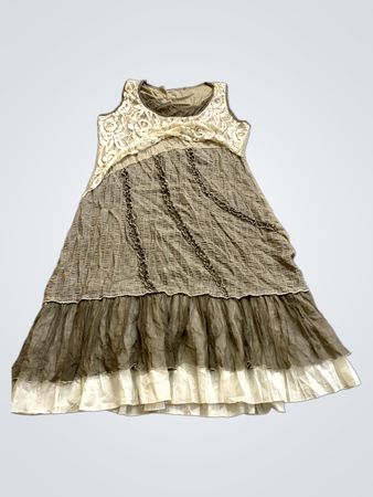 Brown and White Tiered Dress