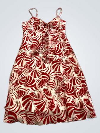 Red and White Floral Dress