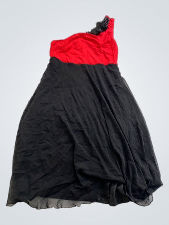 Black and Red One-Shoulder Dress