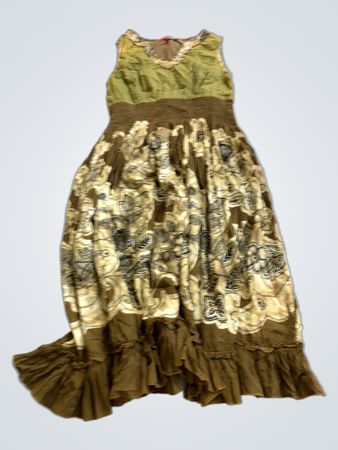 Brown and Green Floral Maxi Dress