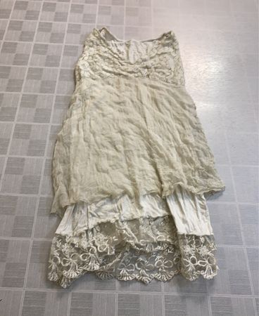 Women's Cream Colored Lace Trimmed Dress