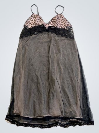 Sheer Black Nightgown with Lace Trim