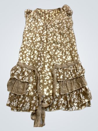 Brown Floral Ruffled Dress