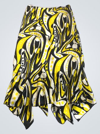 Yellow Black and White Abstract Pattern Skirt