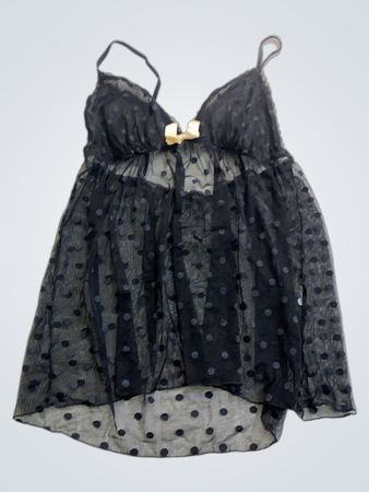 Black Polka Dot Sheer Chemise