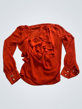 Morgan de Toi Red Ruffle Blouse