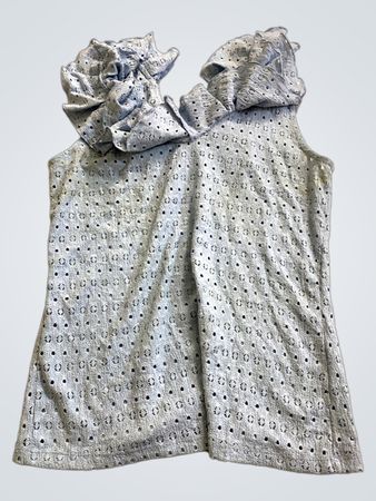 Orsay Ruffled Eyelet Sleeveless Top