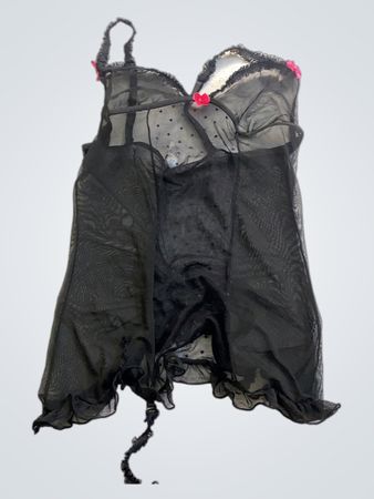 Black Sheer Chemise with Pink Accents