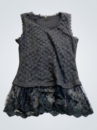 Black Lace Trim Tank Top