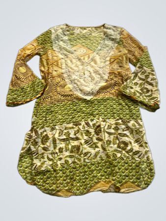 Green and Yellow Patterned Dress