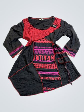 Black and Red Long-Sleeve Dress