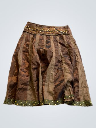 Brown Embellished Skirt