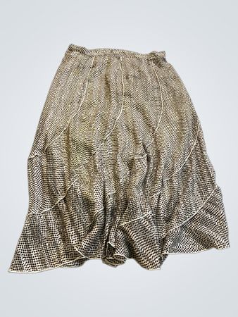 Brown and White Polka Dot Midi Skirt