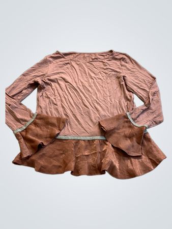Brown Long Sleeve Peplum Top