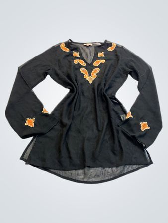 Young Girl Black Embroidered Top