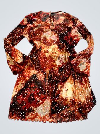 Blouse with Cutouts and Abstract Print