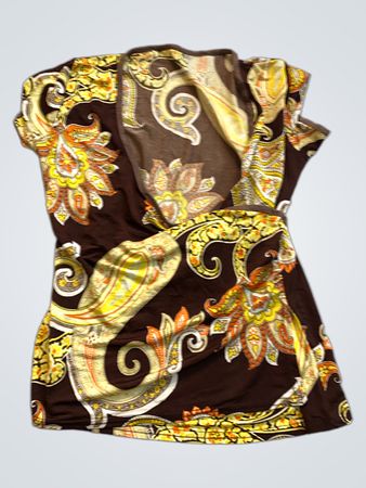 Brown Paisley Short Sleeve Top