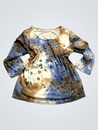 Blouse with Blue and Brown Pattern