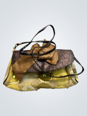 Clutch bag with bow and sequin embellishments