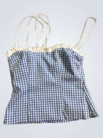 Blue Gingham Ruffle Camisole