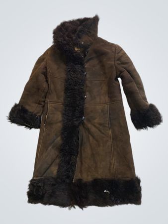 Brown Suede and Fur Trimmed Coat