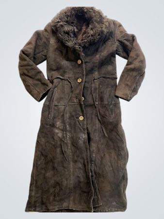 Brown Suede Fur Lined Long Coat