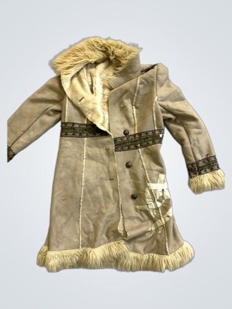 Beige Faux Fur Trimmed Coat