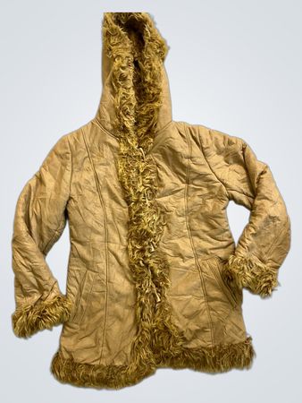 Brown Faux Fur Trimmed Hooded Jacket