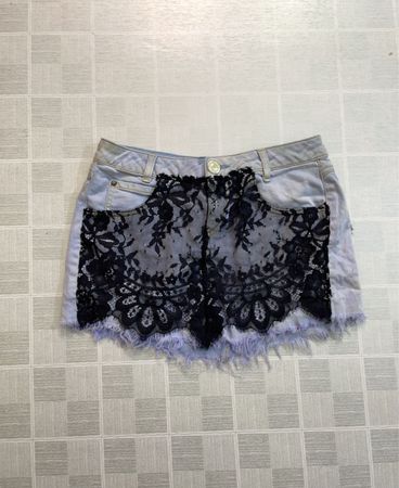 Guess Denim Lace-Trimmed Shorts