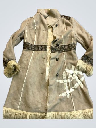 Beige Suede-like Jacket with Faux Fur Trim